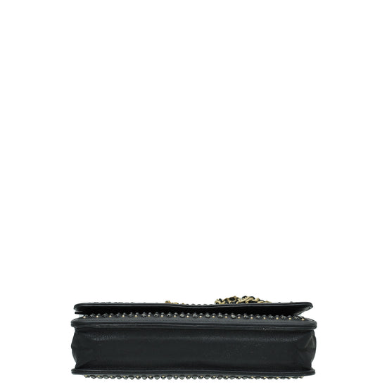 Chanel Black CC Crystal Embellished Wallet On Chain