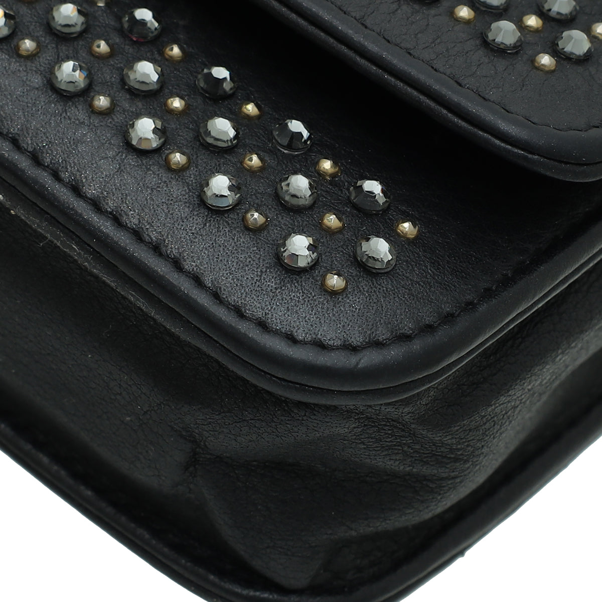 Chanel Black CC Crystal Embellished Wallet On Chain