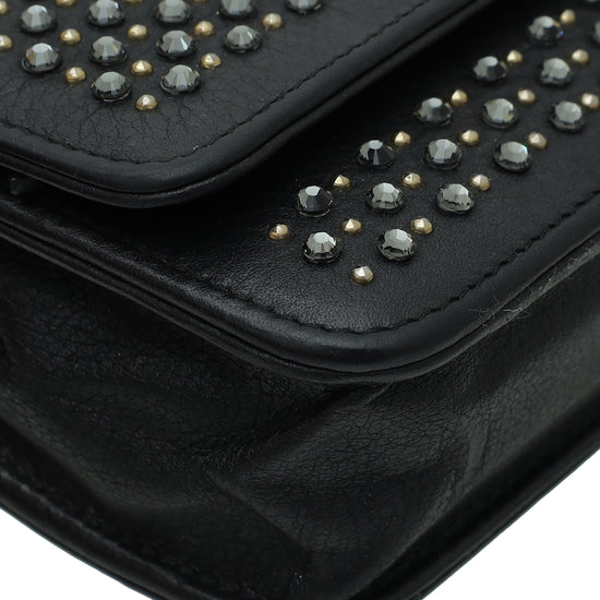 Chanel Black CC Crystal Embellished Wallet On Chain