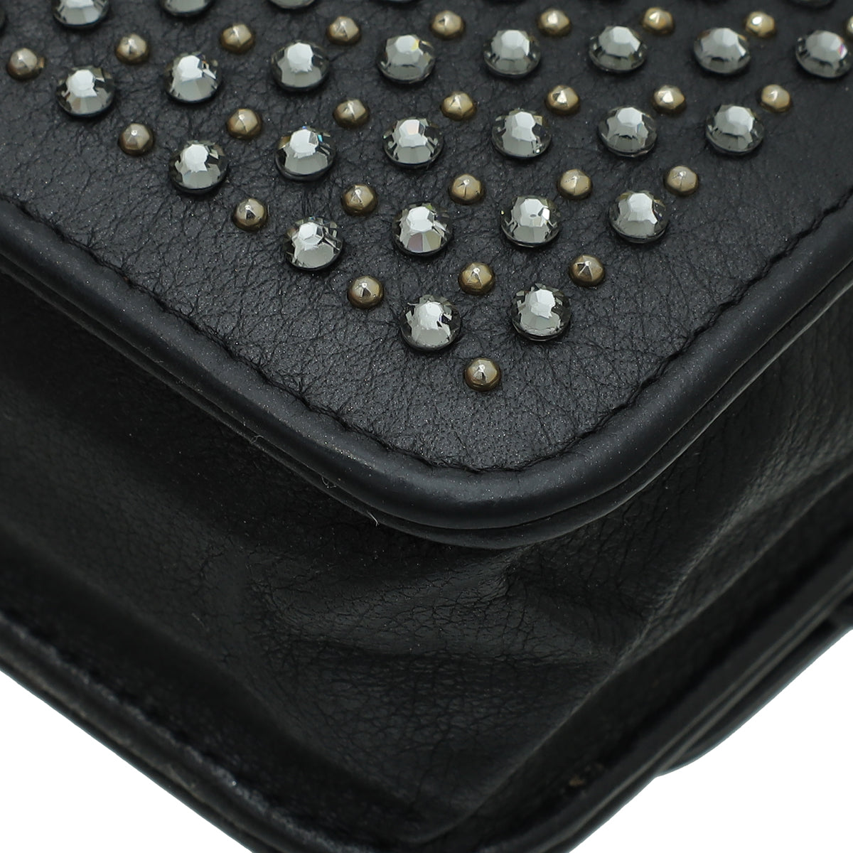 Chanel Black CC Crystal Embellished Wallet On Chain