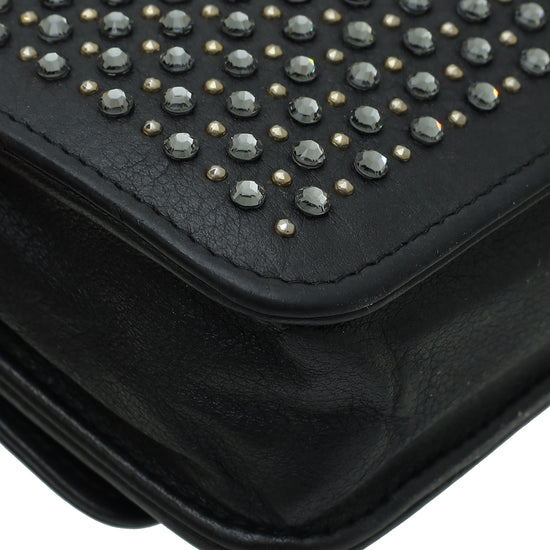 Chanel Black CC Crystal Embellished Wallet On Chain