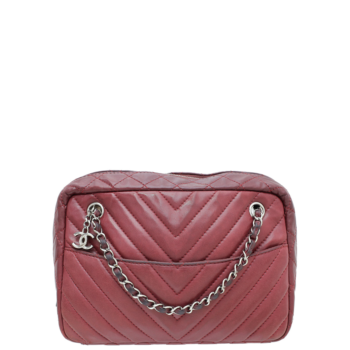 Chanel Red Vintage Chevron Camera Shoulder Bag-Chanel-THE CLOSET
