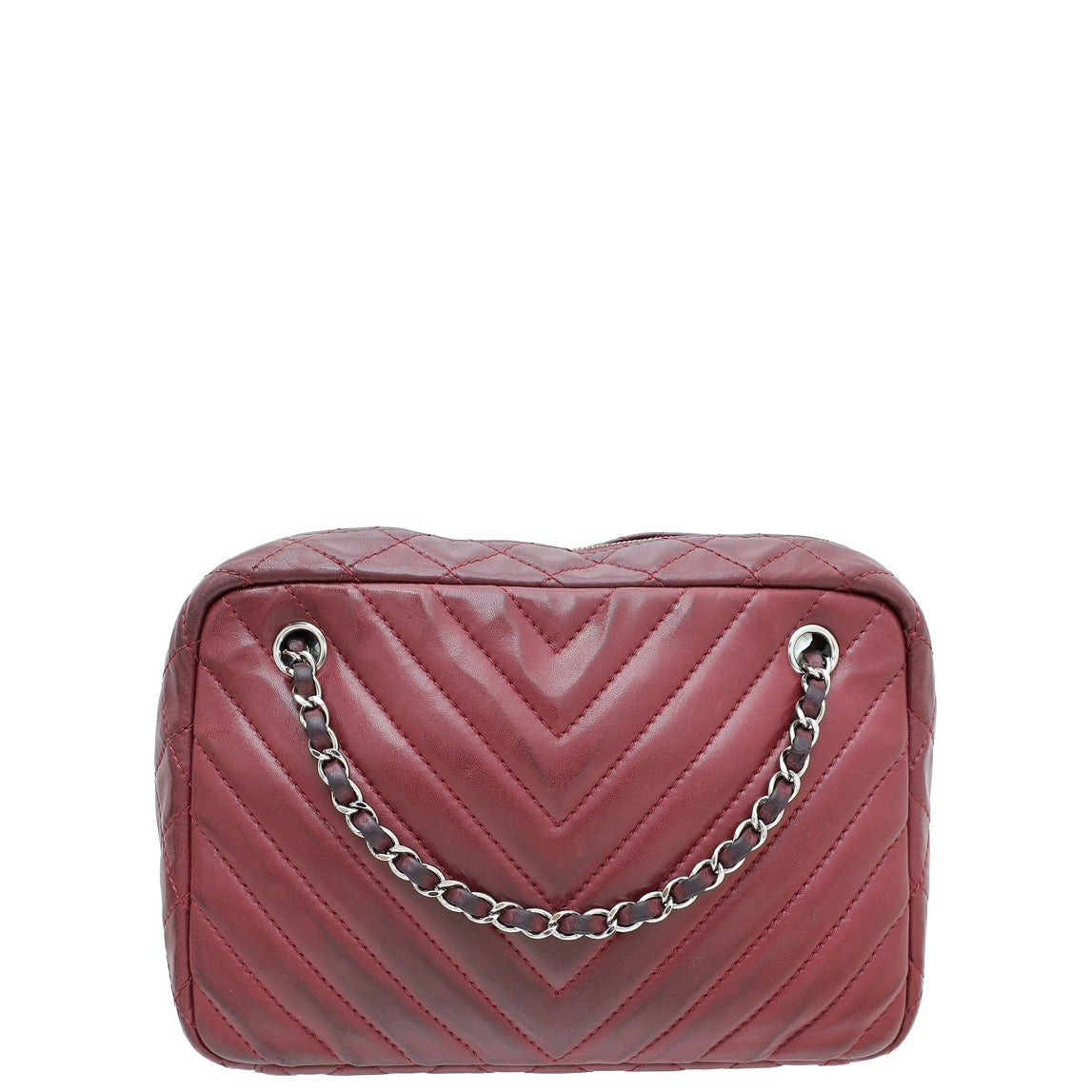 Chanel Red Vintage Chevron Camera Shoulder Bag-Chanel-THE CLOSET