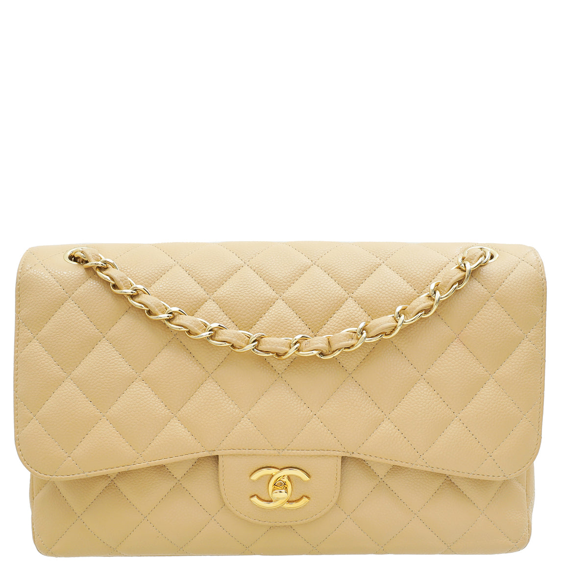 Chanel Beige CC Classic Double Flap Jumbo Bag-Chanel-THE CLOSET