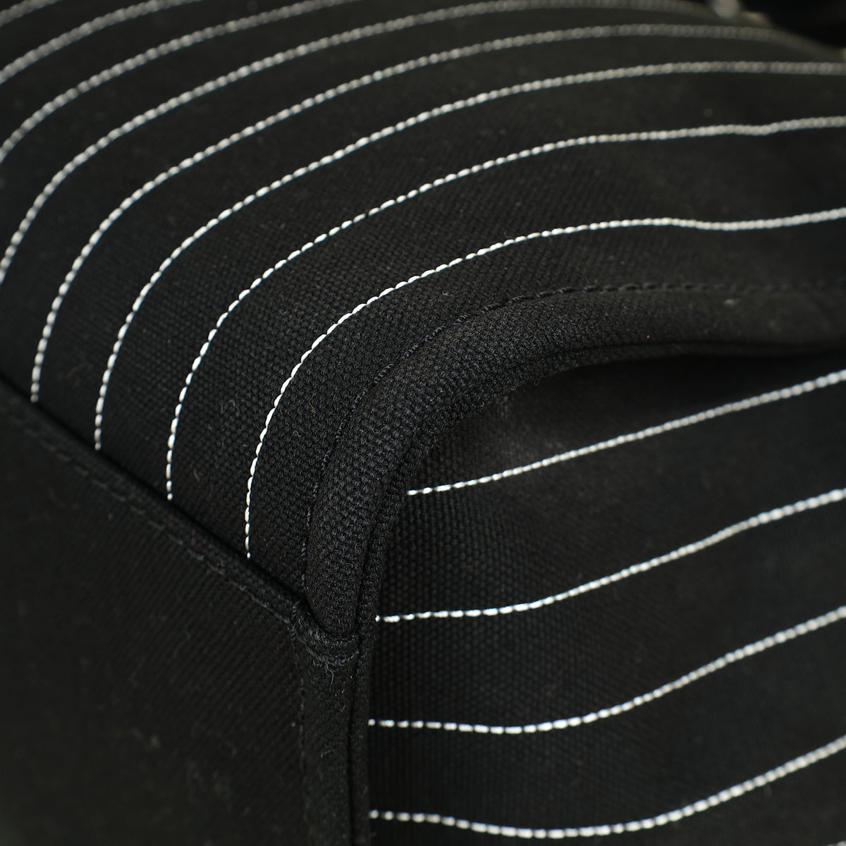 Chanel Black CC Deauville Pinstripe Shopping Tote Bag | Pre-Owned