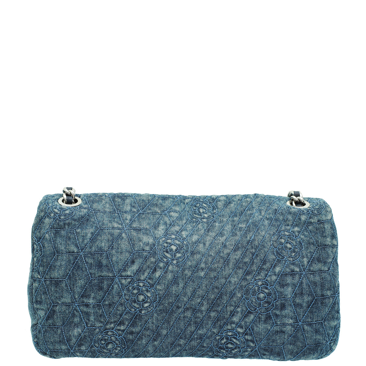 Chanel Blue CC Denim Camelia Embroidered Flap Bag-Chanel-THE CLOSET