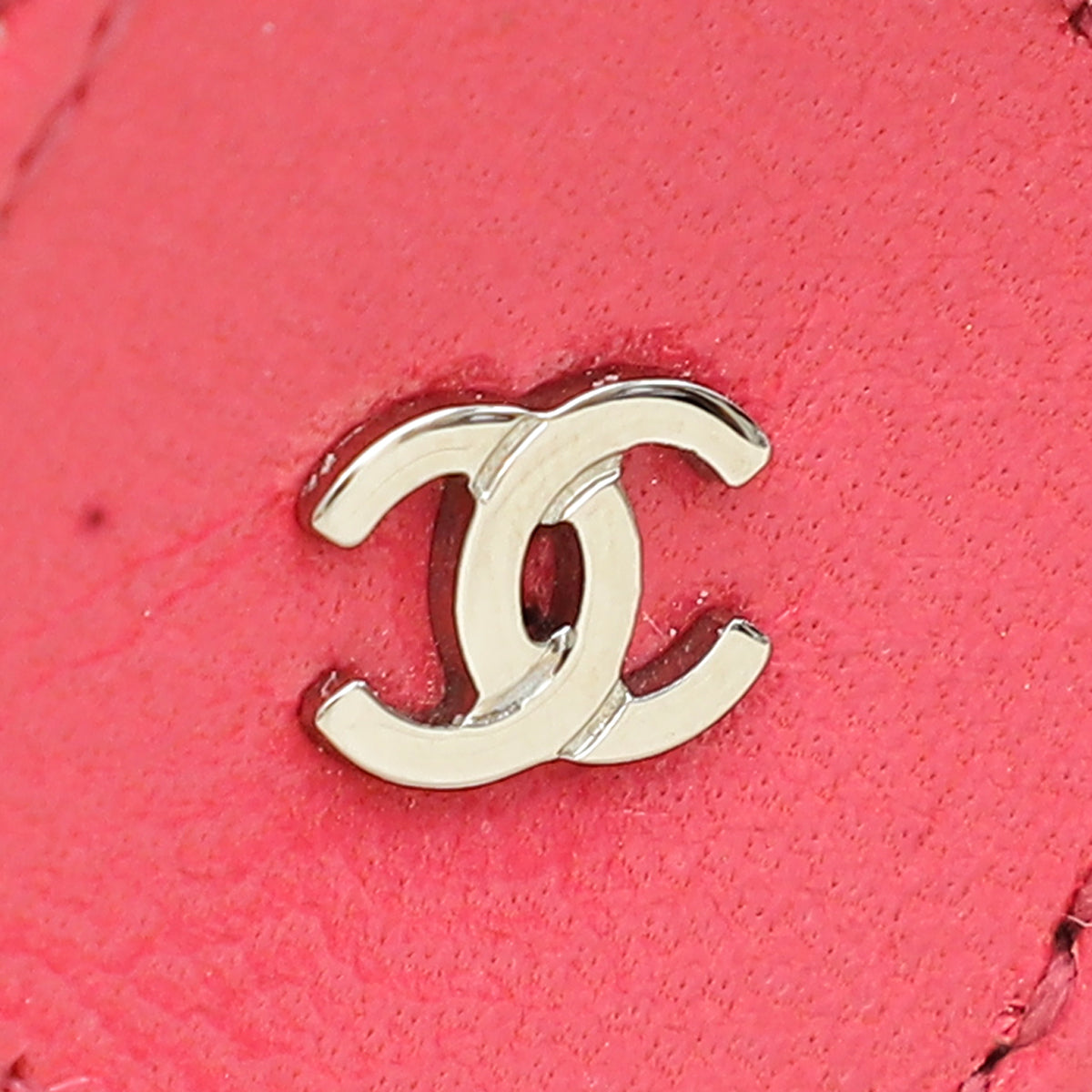 Chanel Dark Fuchsia CC Diamond Stitches Wallet On Chain