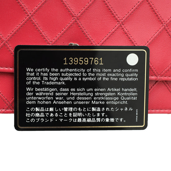 Chanel Dark Fuchsia CC Diamond Stitches Wallet On Chain