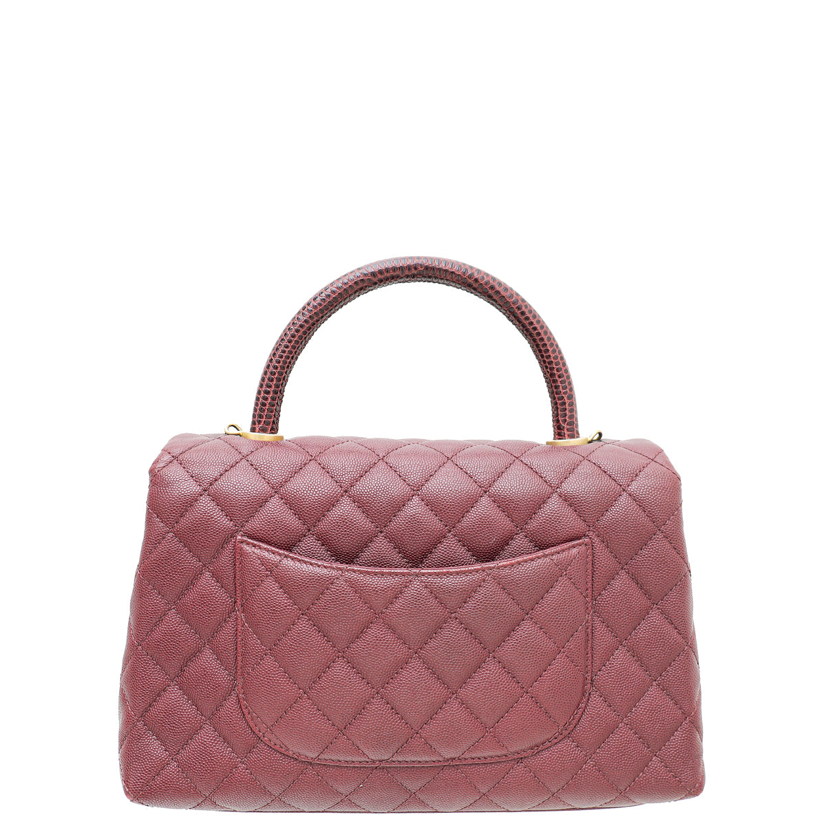 Chanel Burgundy CC Coco Handle with Lizard Handle Small Bag-Chanel-THE CLOSET