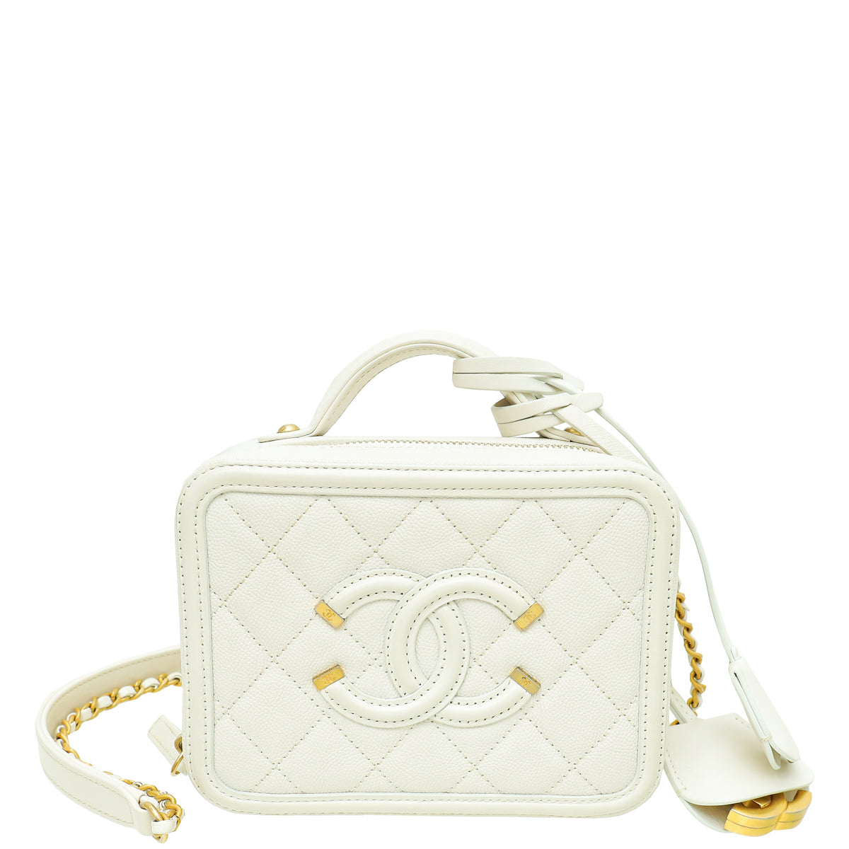 Chanel White CC Filigree Small Vanity Case-Chanel-THE CLOSET