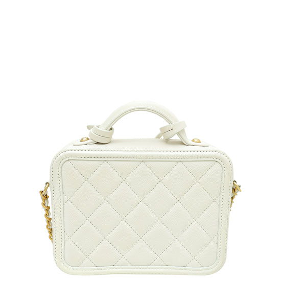 Chanel White CC Filigree Small Vanity Case