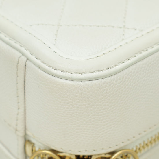 Chanel White CC Filigree Small Vanity Case