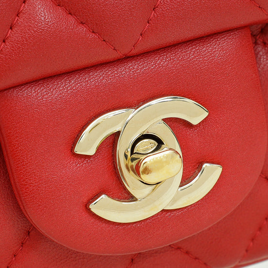 Chanel Red Classic Mini Rectangular Flap Bag