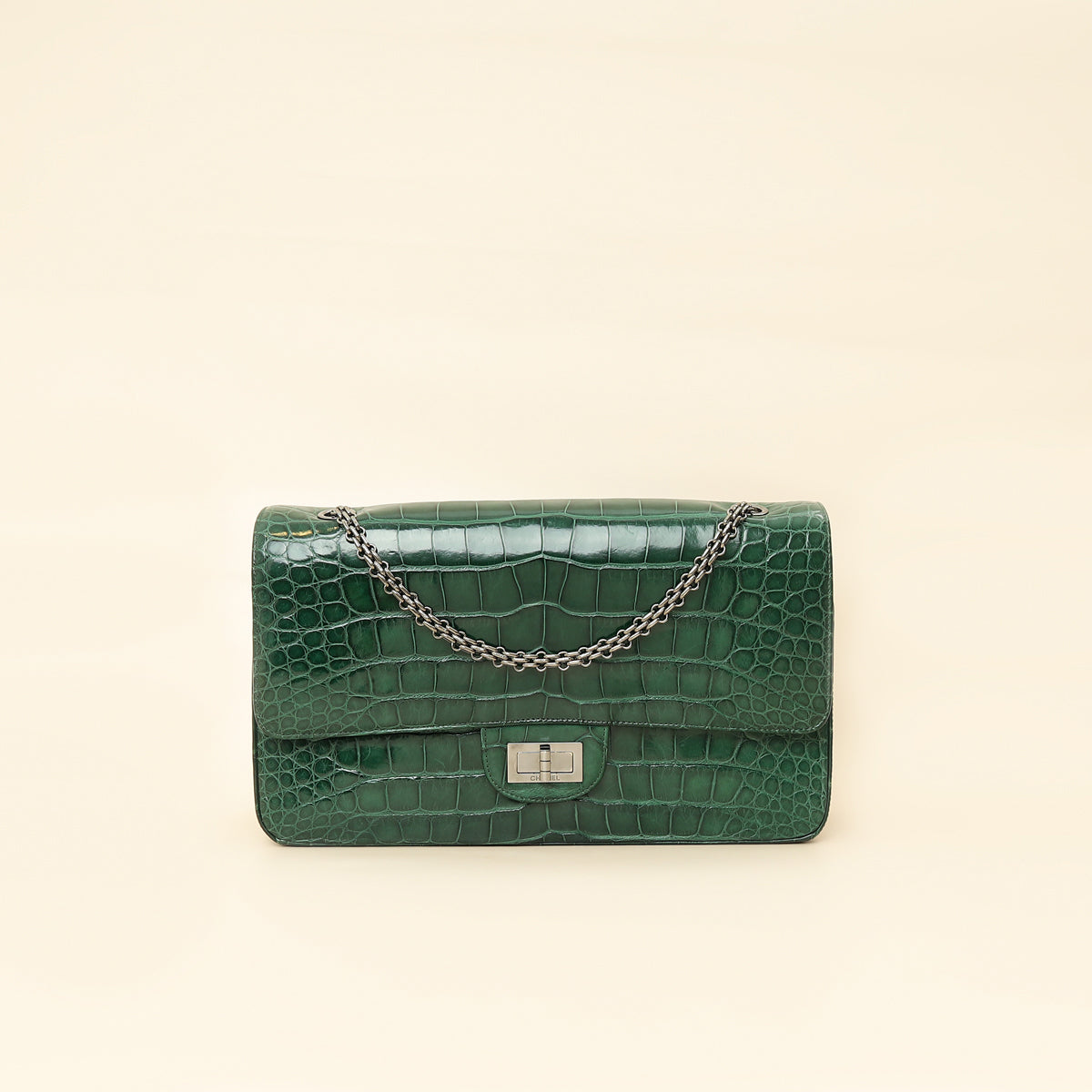 Chanel Forest Green Crocodile 2.55 Reissue Double Flap 227 Bag-Chanel-THE CLOSET