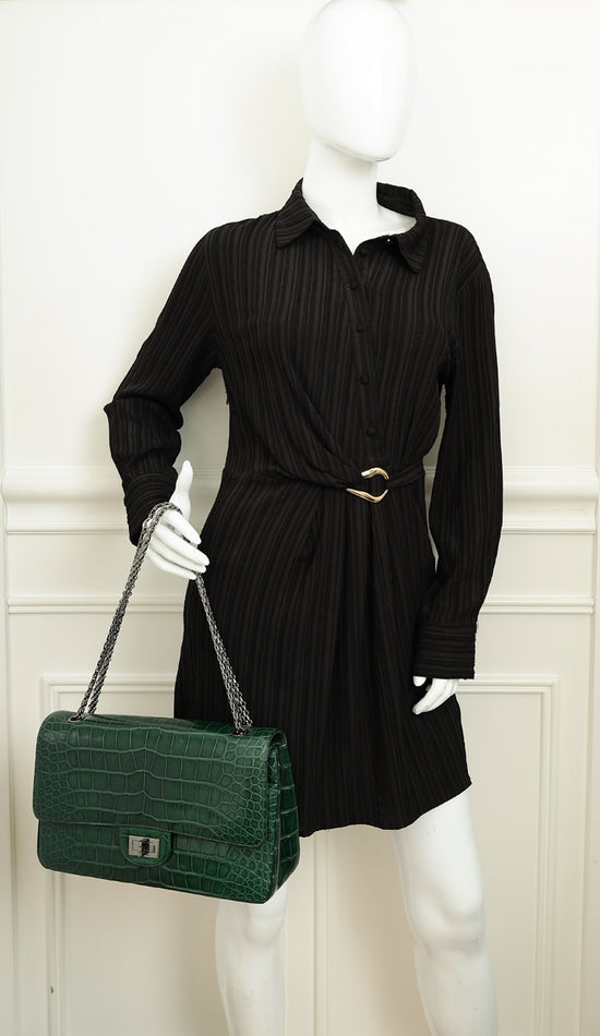 Chanel Forest Green Crocodile 2.55 Reissue Double Flap 227 Bag-Chanel-THE CLOSET