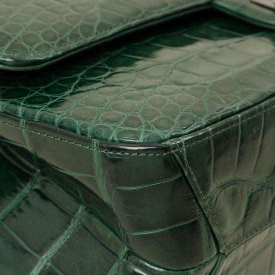 Chanel Forest Green Crocodile 2.55 Reissue Double Flap 227 Bag-Chanel-THE CLOSET