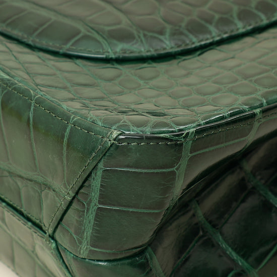 Chanel Forest Green Crocodile 2.55 Reissue Double Flap 227 Bag-Chanel-THE CLOSET