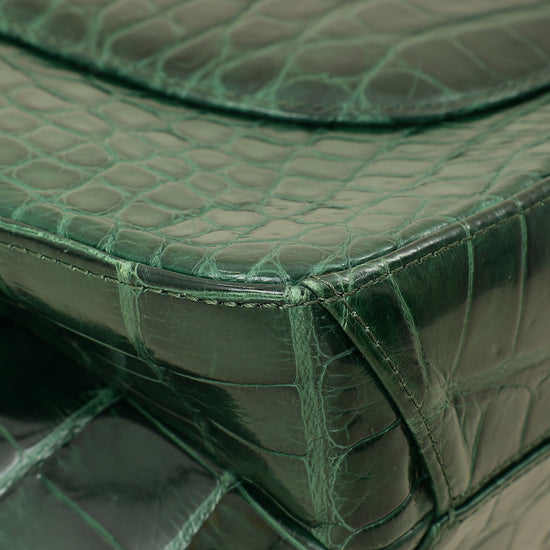 Chanel Forest Green Crocodile 2.55 Reissue Double Flap 227 Bag-Chanel-THE CLOSET