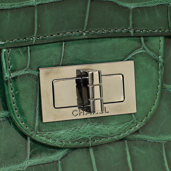 Chanel Forest Green Crocodile 2.55 Reissue Double Flap 227 Bag-Chanel-THE CLOSET