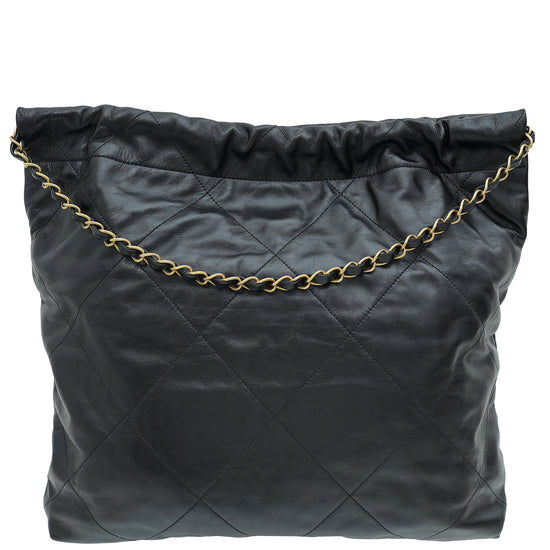 Chanel Black 22 Small Shiny Hobo Bag