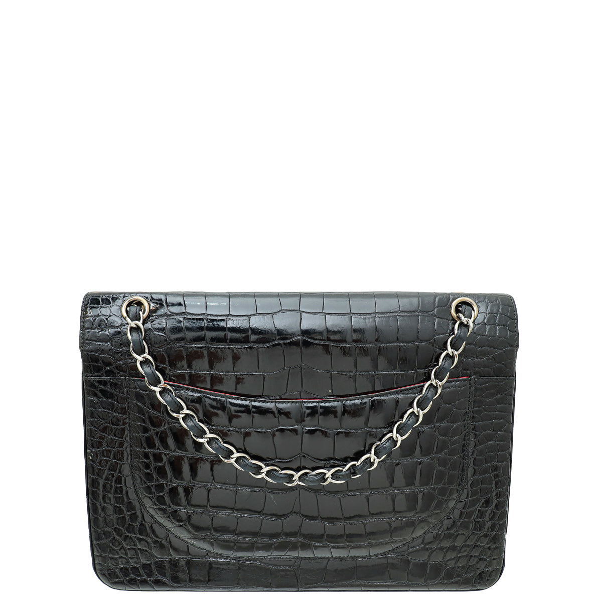 Chanel Black Shiny Alligator Classic Double Flap Maxi Bag-Chanel-THE CLOSET