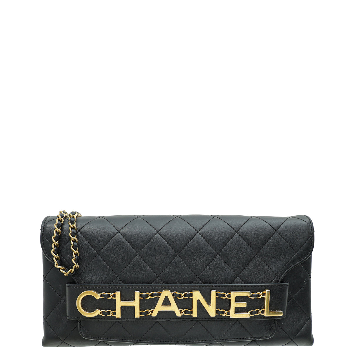 Chanel Black Logo Enchained Clutch Bag