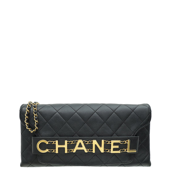 Chanel Black Logo Enchained Clutch Bag