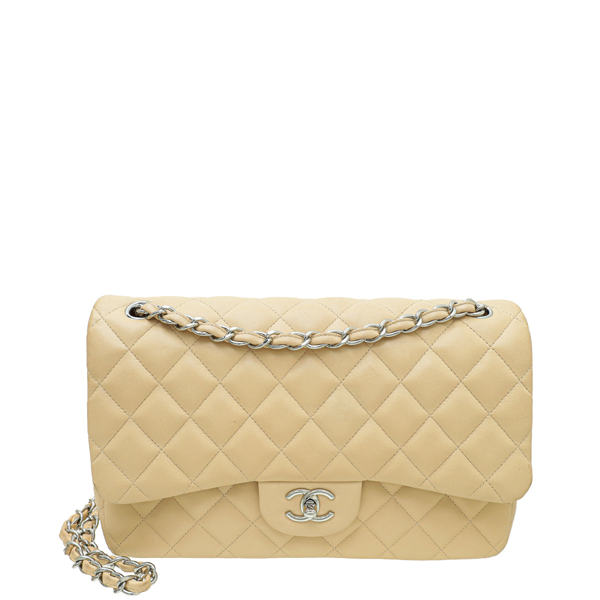 Chanel Beige CC Classic Double Flap Jumbo Bag-Chanel-THE CLOSET