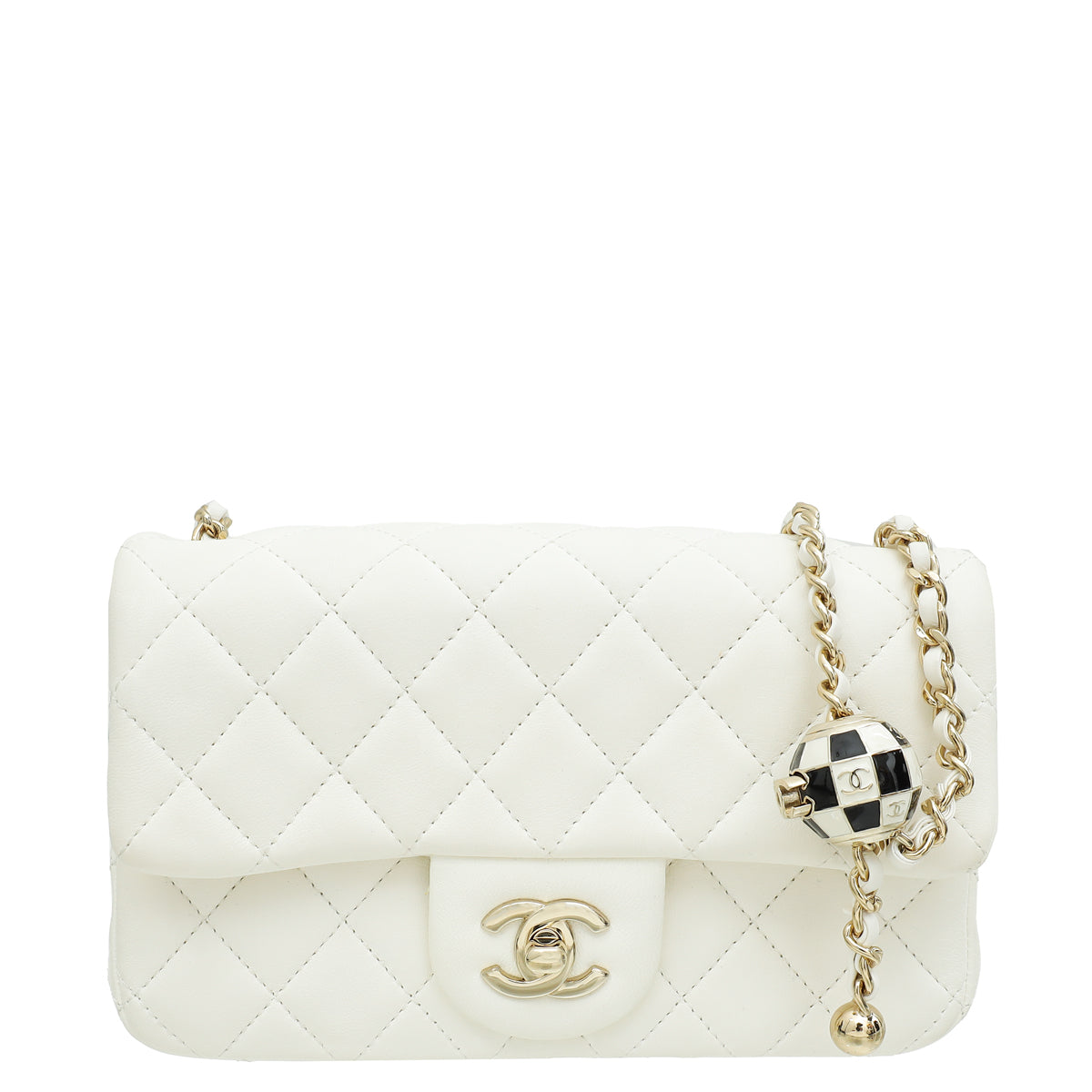 Chanel White CC Pearl Crush Mini Square Rectangular Flap Bag-Chanel-THE CLOSET