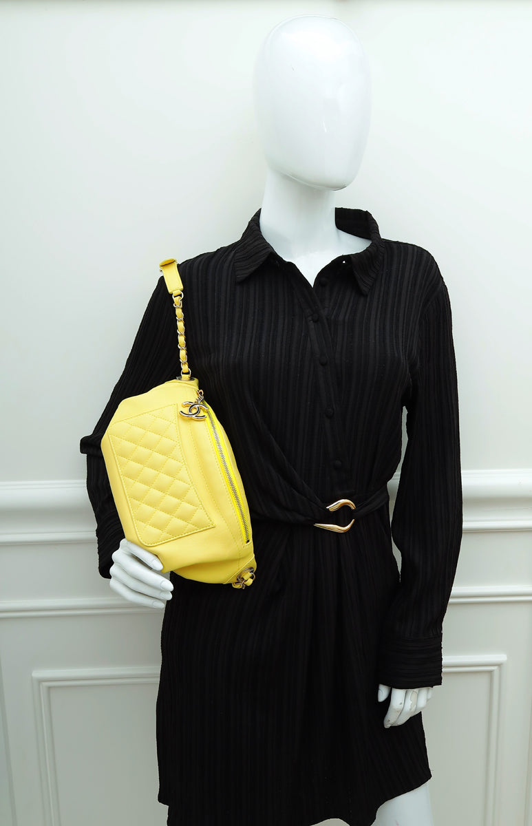 Chanel Yellow Bi Classic Waist Bag
