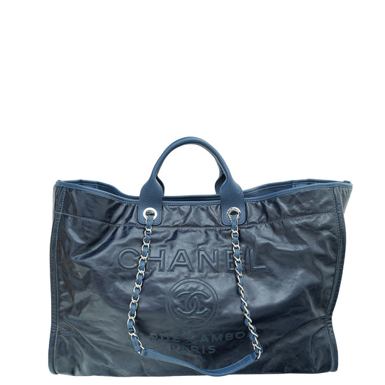 Chanel Navy Blue CC Deauville Extra Large Tote Bag – The Closet