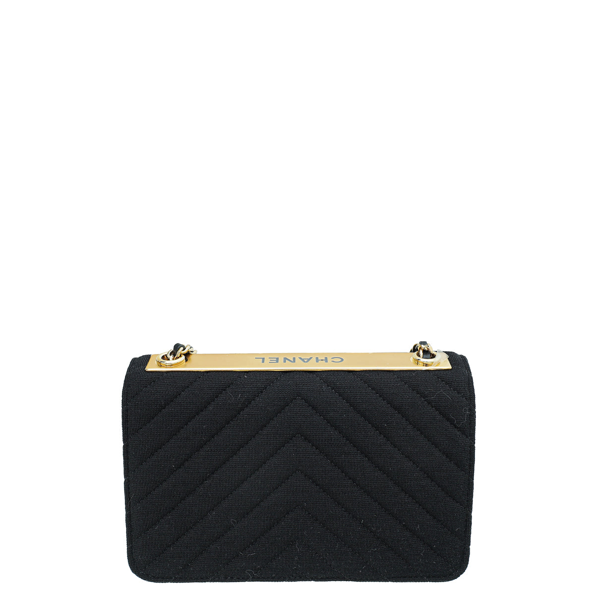 Chanel Black CC Chevron Trendy Jersey Wallet On Chain-Chanel-THE CLOSET