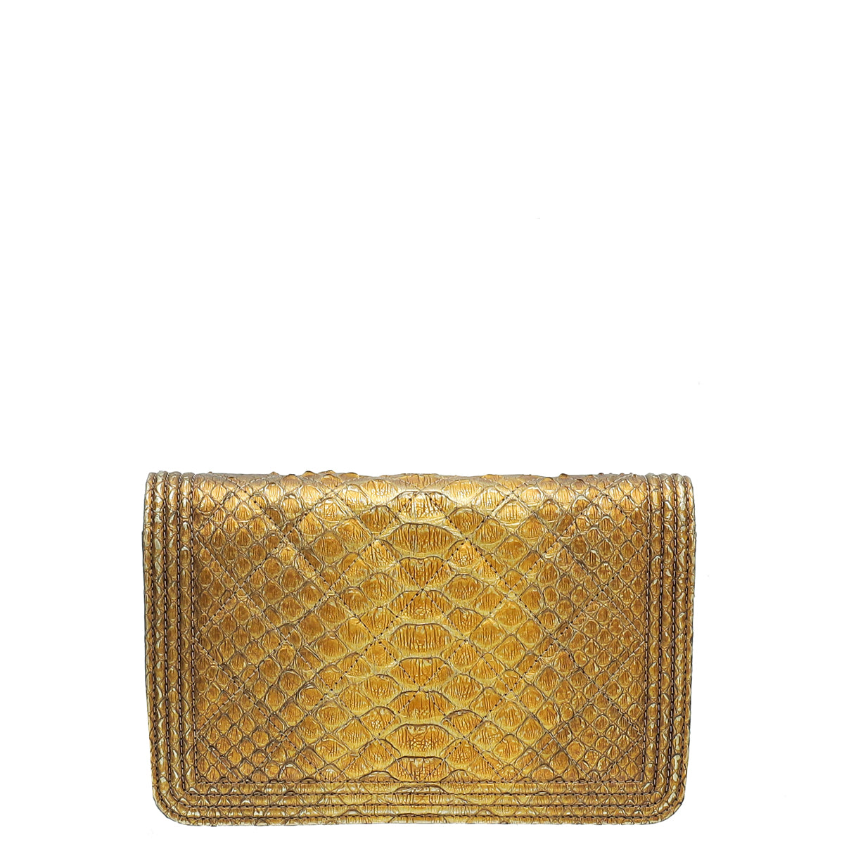 Chanel Metallic Golden Bronze Python Boy Wallet on Chain – THE CLOSET