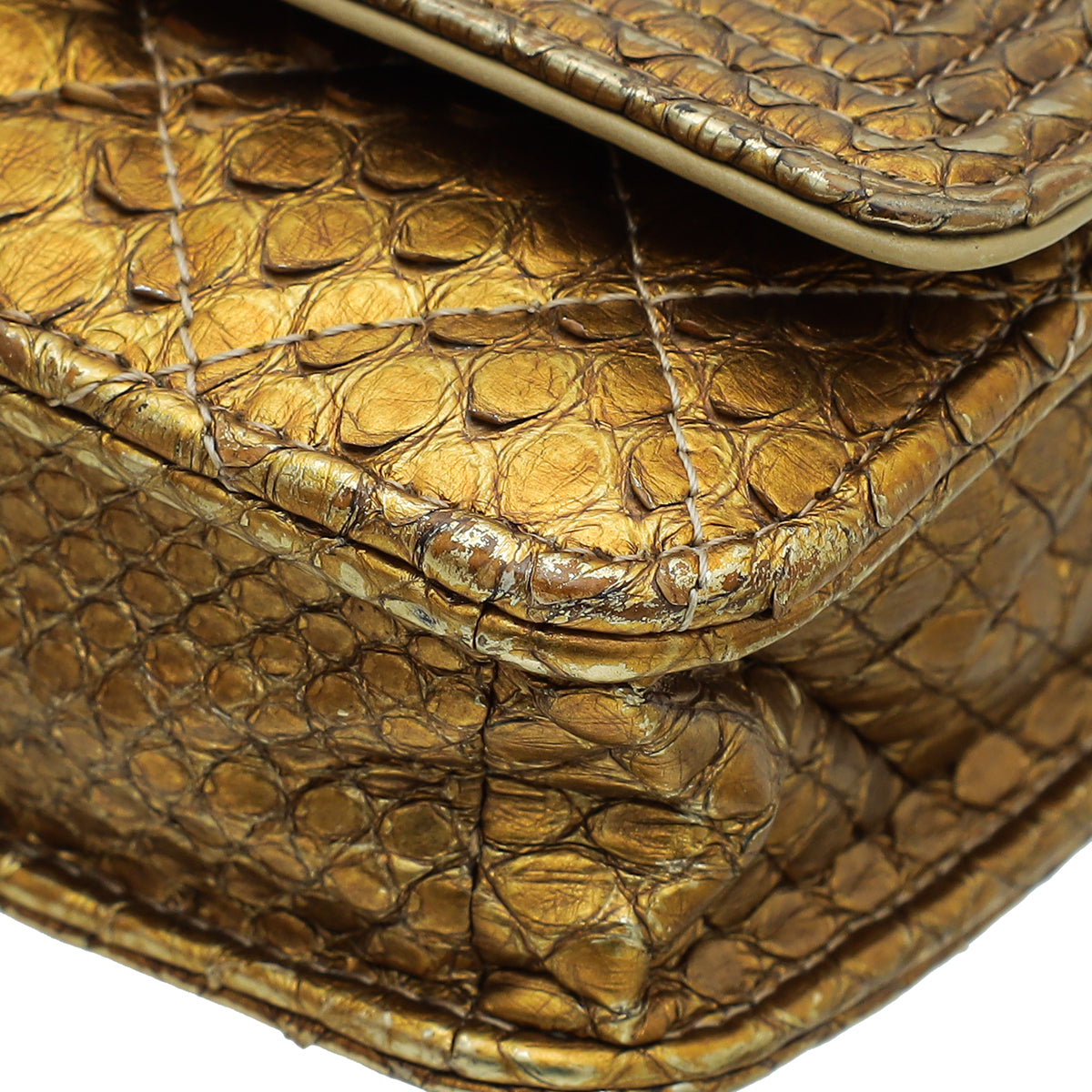 Chanel Metallic Golden Bronze Python Boy Wallet on Chain