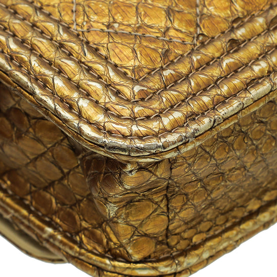Chanel Metallic Gold Python and Leather Medium Boy Flap Bag Chanel