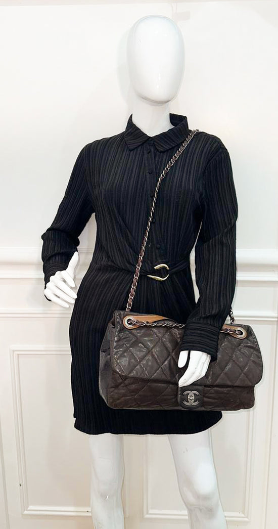 Chanel Dark Brown CC "In the Mix" Flap Large Bag