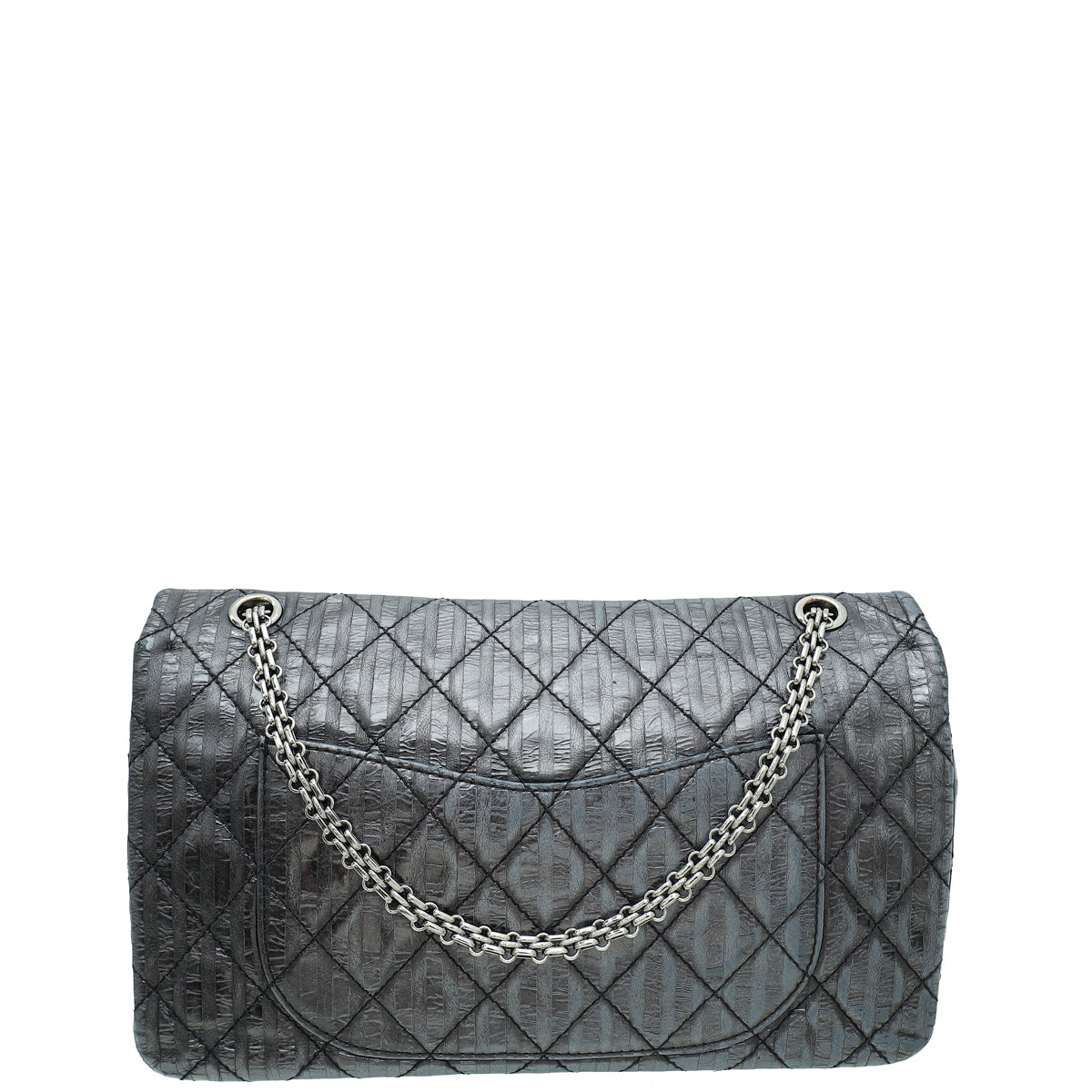 Chanel Dark Grey Reissue 2.55 Stripped Double Flap 227 Bag – The Closet