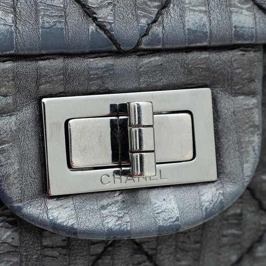 Chanel Dark Grey Reissue 2.55 Stripped Double Flap 227 Bag