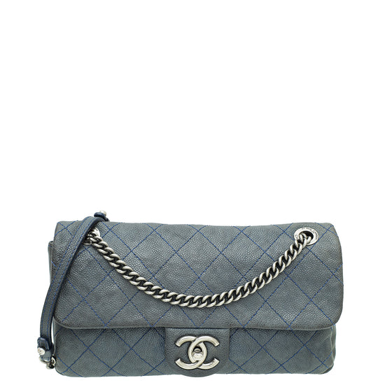 Chanel Blue CC Classic Quilted Chain Flap Bag