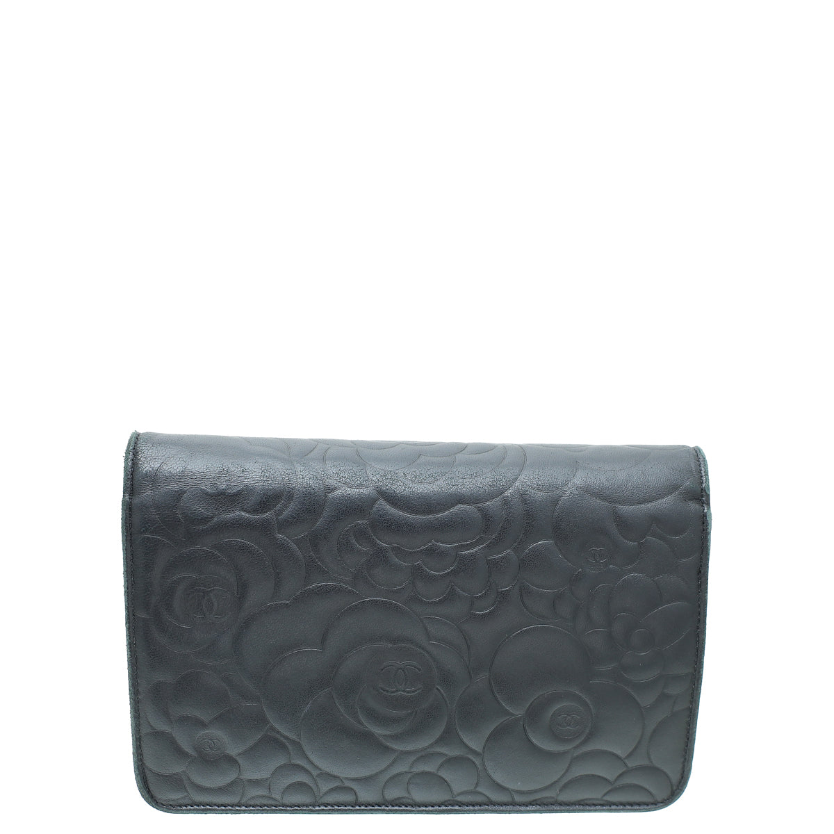 Chanel Black CC Camellia Flower Wallet On Chain