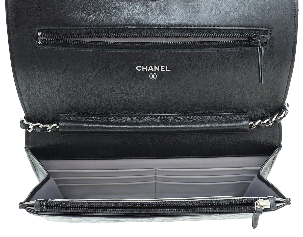 Chanel Black CC Camellia Flower Wallet On Chain
