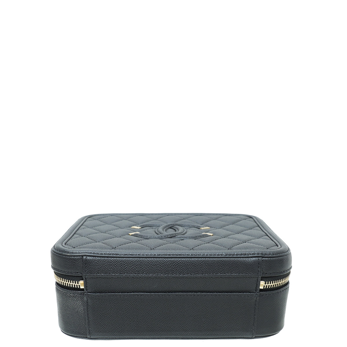 Chanel Black CC Filigree Medium Vanity Case