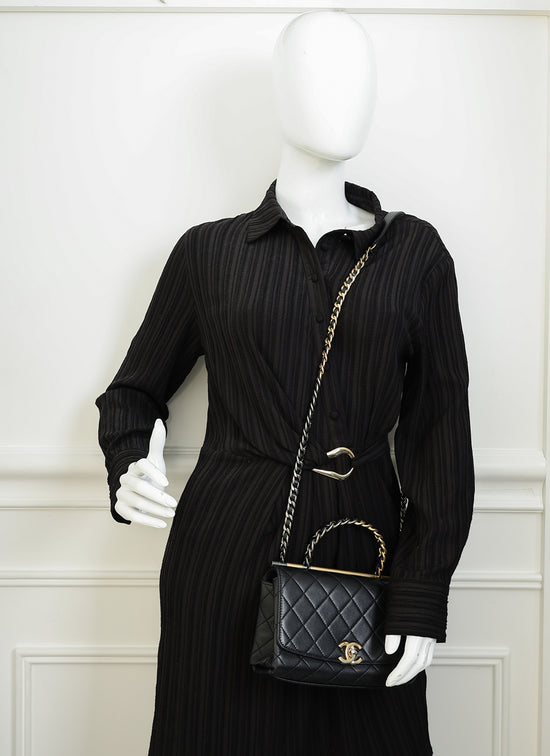 Chanel Black CC La Parisienne Top Handle Flap Bag