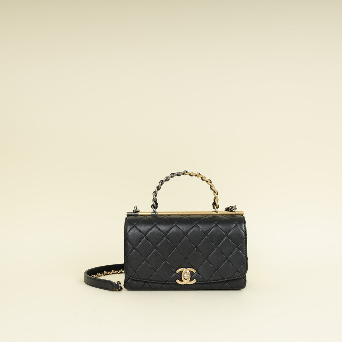 Chanel Black CC La Parisienne Top Handle Flap Bag