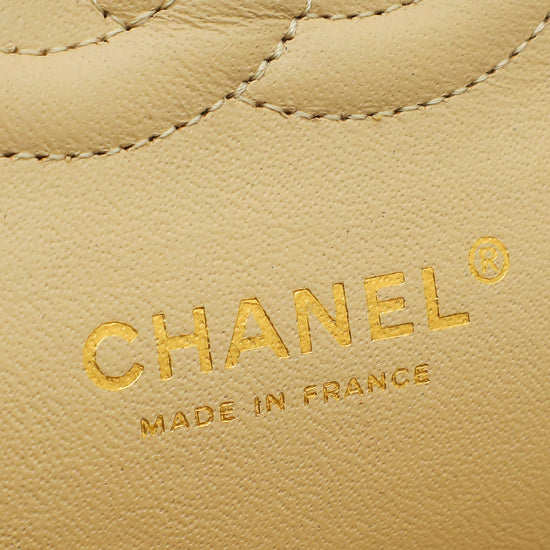 Chanel Beige CC Classic Double Flap Medium Bag