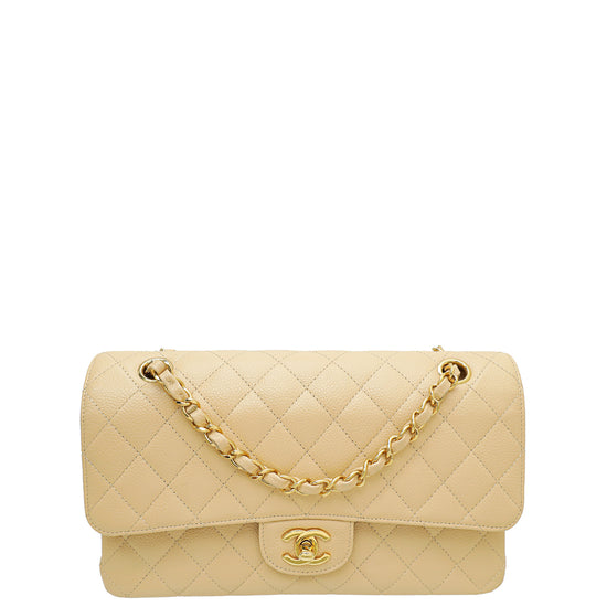 Chanel Beige CC Classic Double Flap Medium Bag