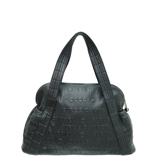 Chanel Black Rue Cambon Embossed Unlimited Bowling Bag