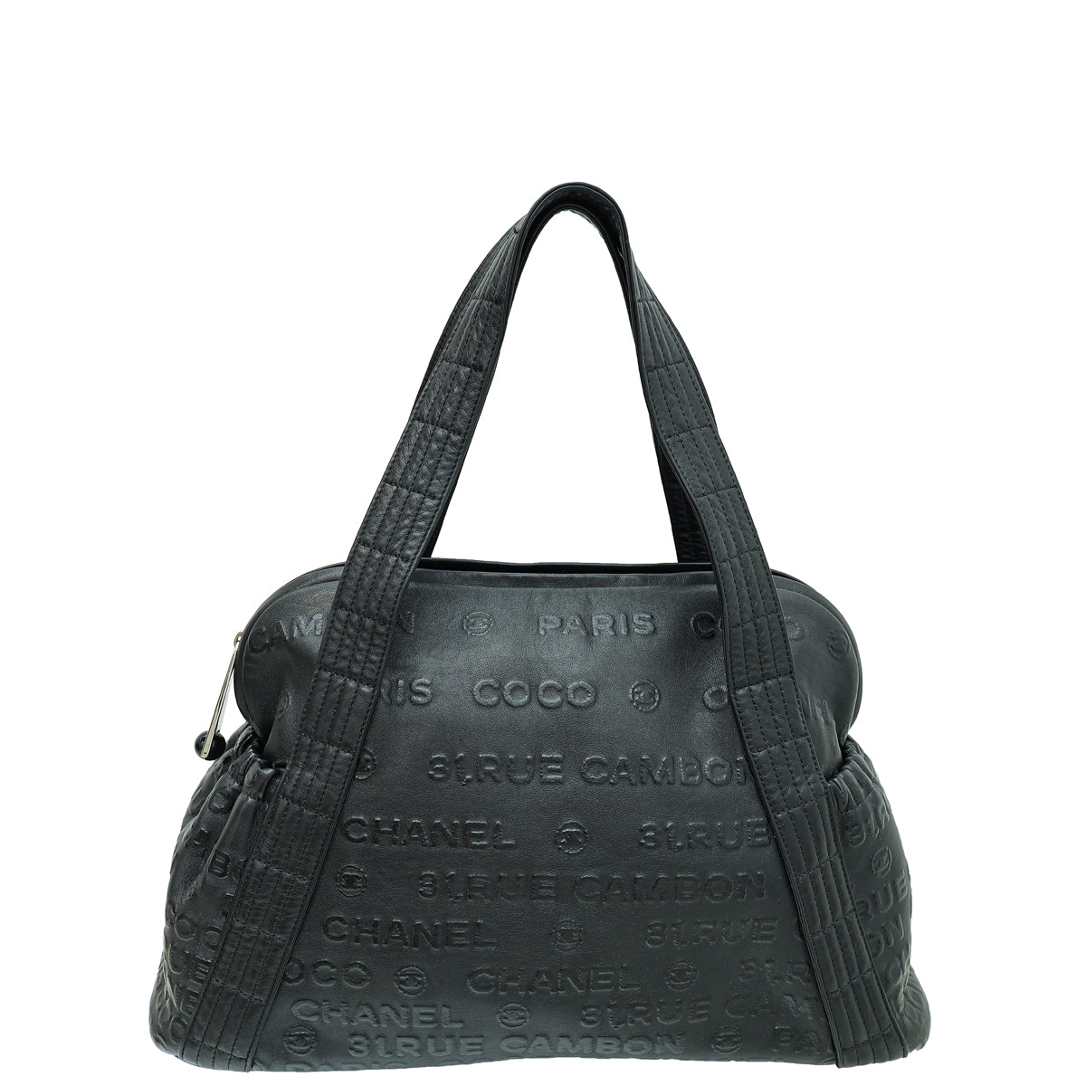 Chanel Black Rue Cambon Embossed Unlimited Bowling Bag