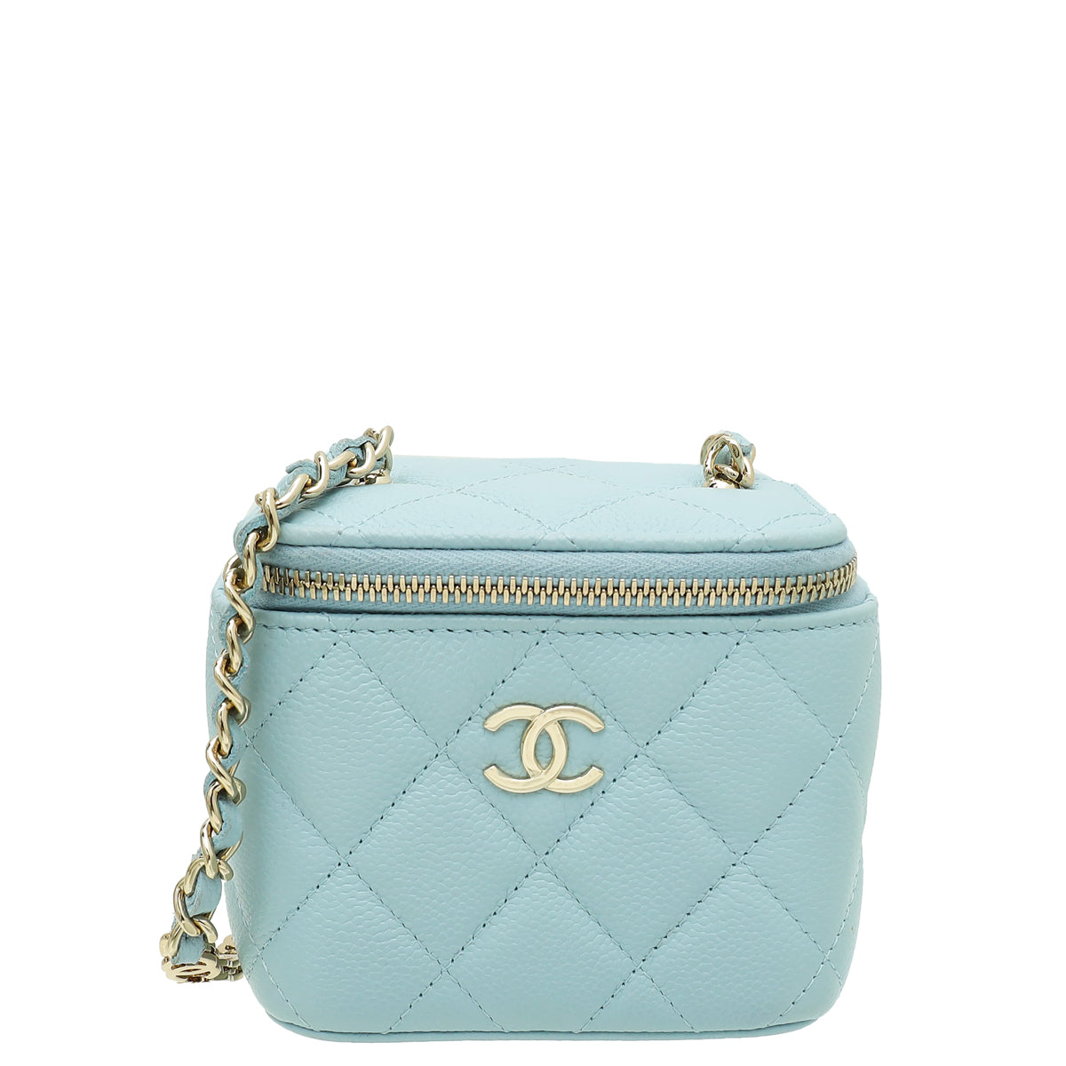 Chanel Sky Blue CC Links Mini Vanity Case With Chain