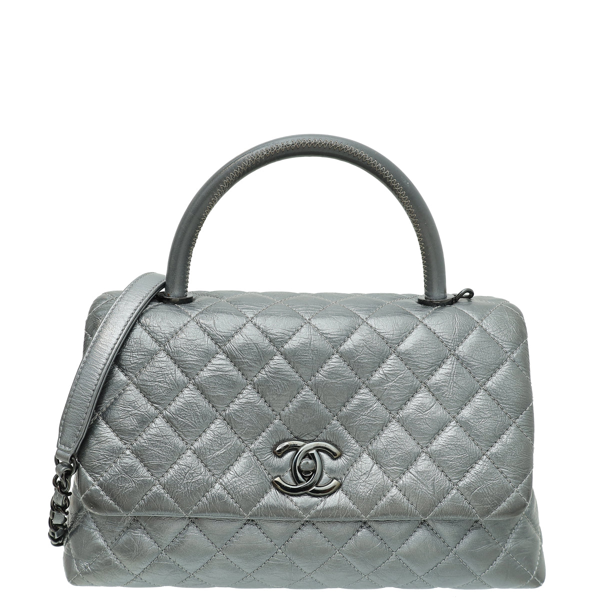 Chanel Metallic Grey CC Coco Handle Small Bag-Chanel-THE CLOSET